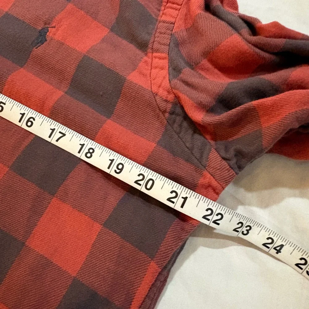 Polo Ralph Lauren Mens Classic Fit Lined Buffalo Check Soft Flannel Shirt Red M